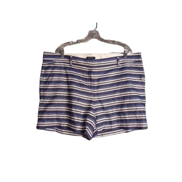 Land's End Low Rise Textured Shorts Horizontal Blue/White Striped Womens Size 18 - Picture 1 of 8